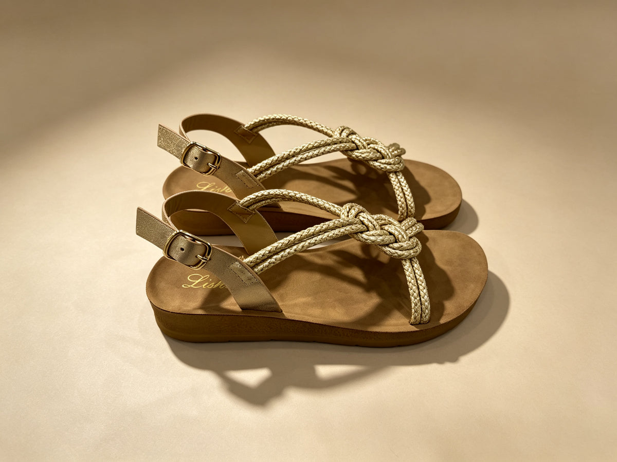 Gold Knot Flat Sandals