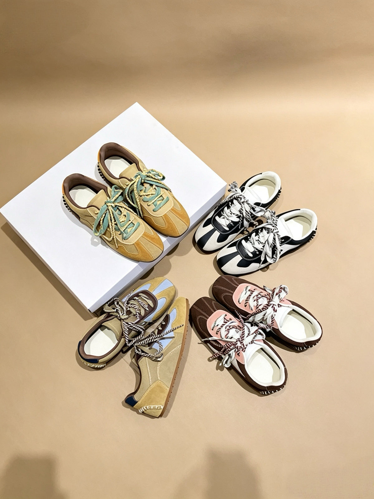 Two-Tone Suede Trainers — 4 Colors