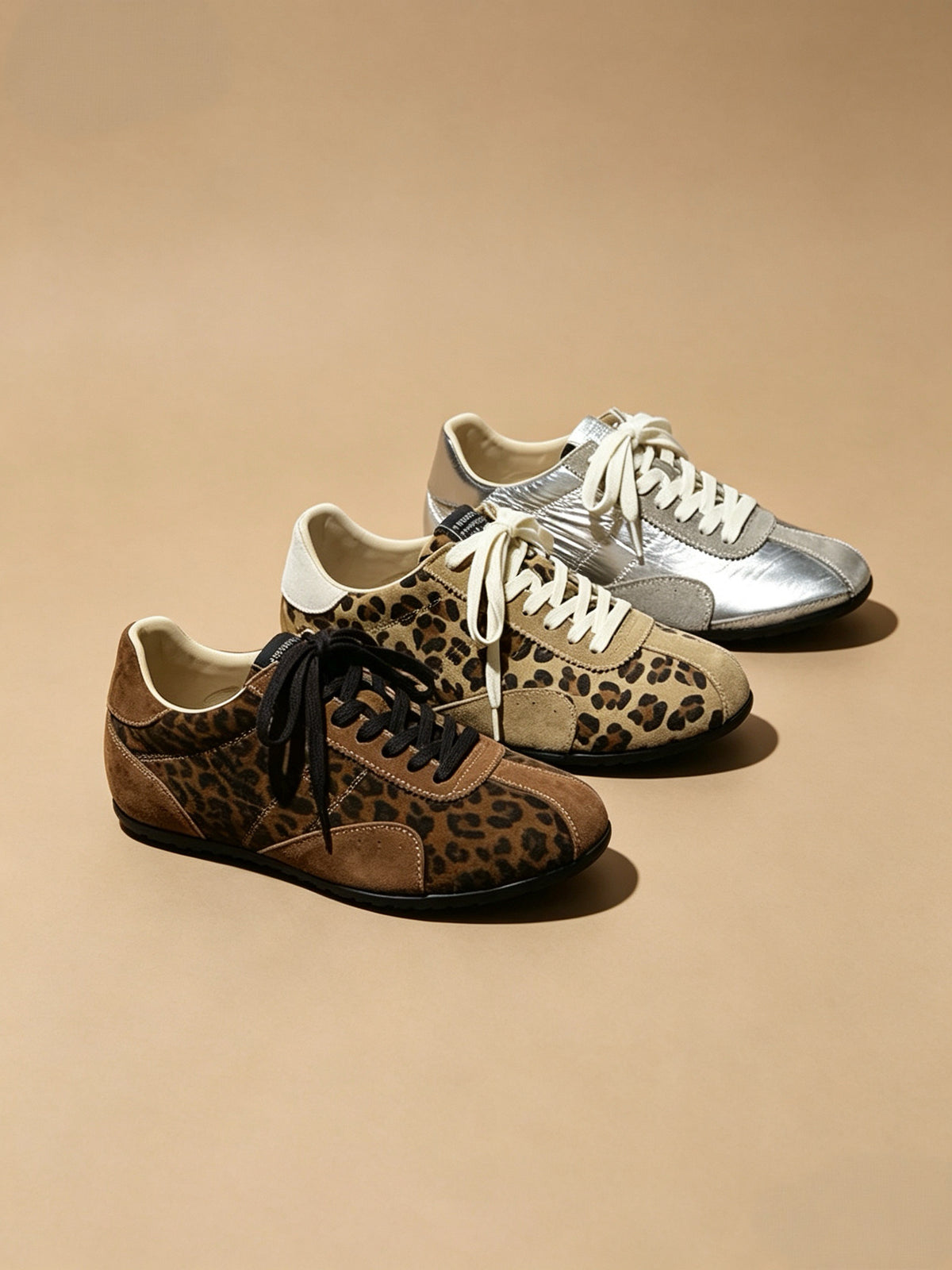 Leopard Print Metallic Sneakers — 3 Colors
