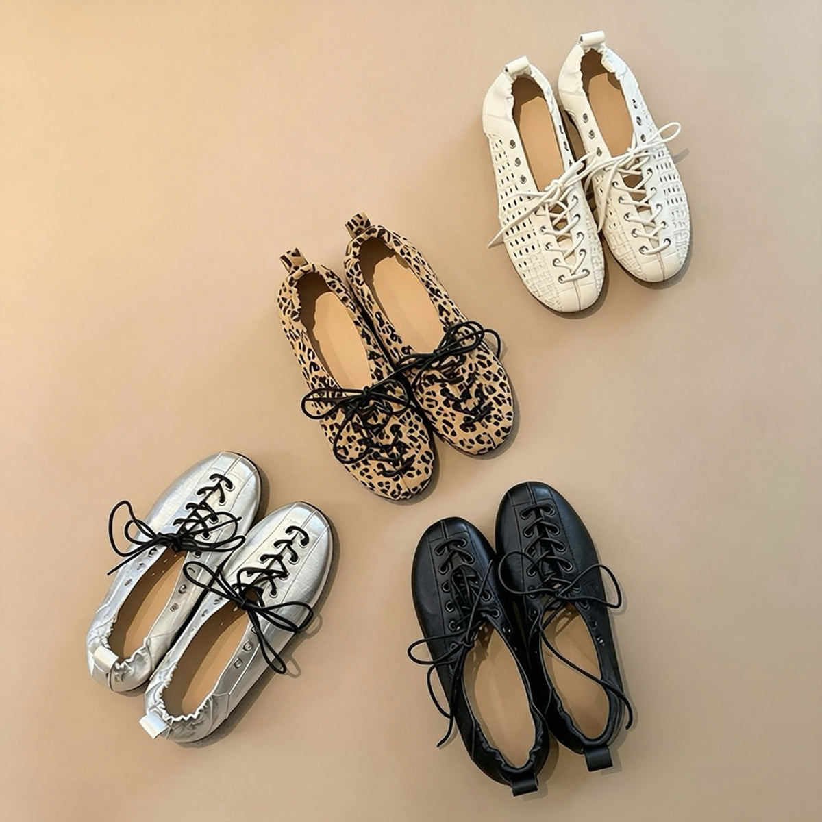 Lace-Up Woven Flats — 4 Colors