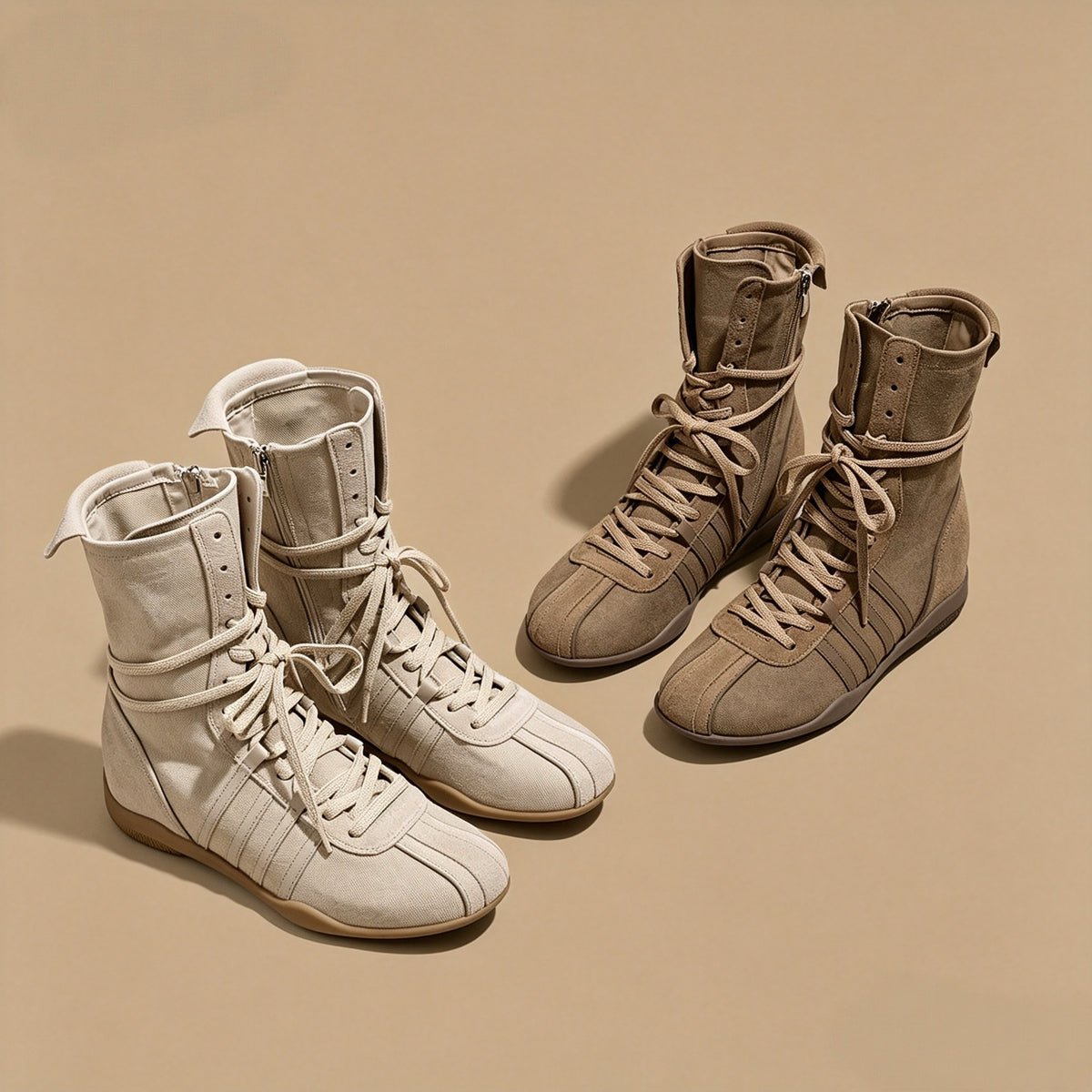 High-Top Lace-Up Casual Boots — 2 Colors