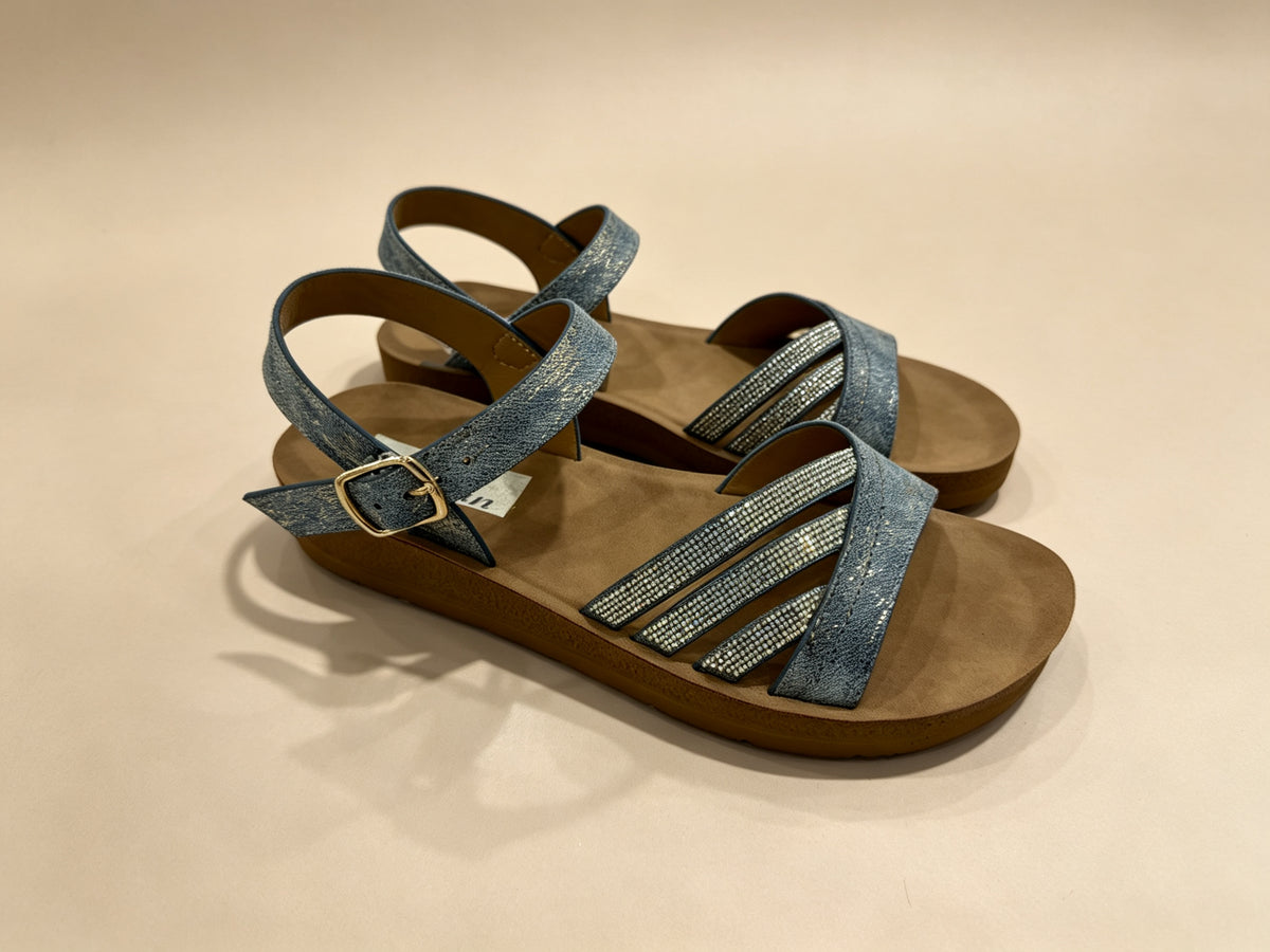 Blue-Grey Rhinestone Sandals